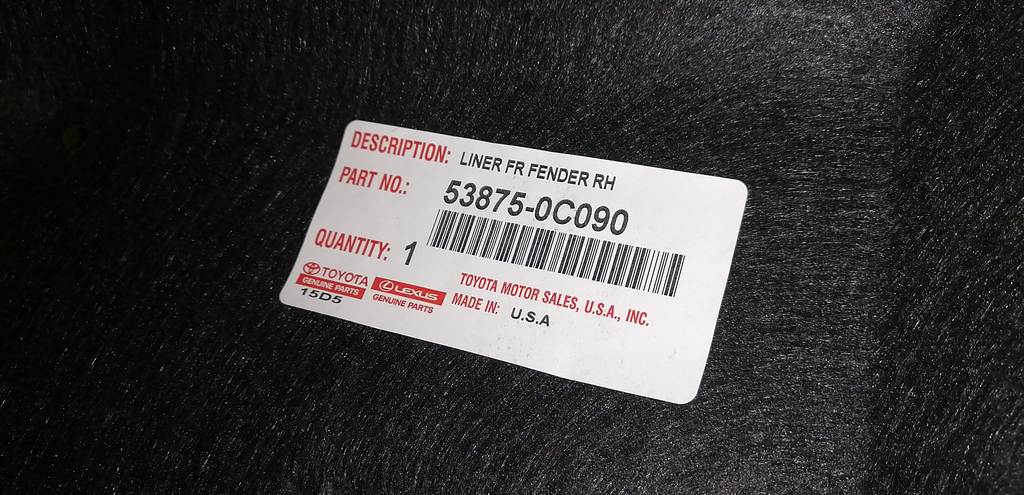 TUNDRA VXKA70 ПОДКРЫЛОК ПРАВЫЙ ПЕРЕДНИЙ 53875-0С090, 2021-2024 гг Toyota Tundra 1