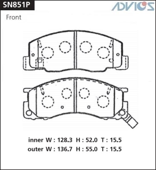 Колодки Колодки тормозные дисковые ADVICS SN851P