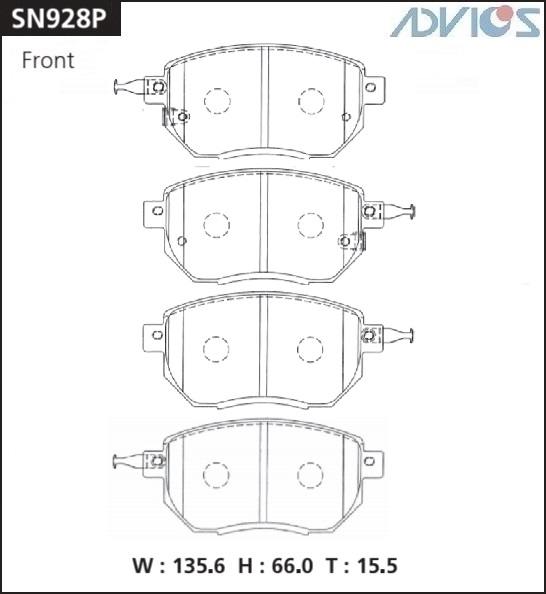 Колодки Колодки тормозные дисковые ADVICS SN928P