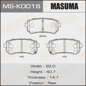 Колодки Колодки тормозные дисковые MASUMA MS-K0016
