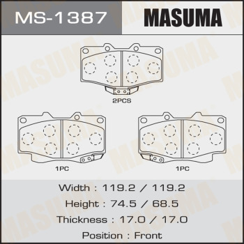 Колодки Колодки тормозные дисковые MASUMA MS-1387