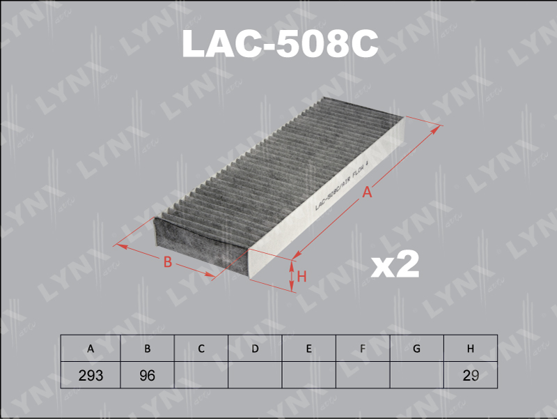 ФИЛЬТРЫ Фильтр салонный LYNX LAC-508C / AC-8505