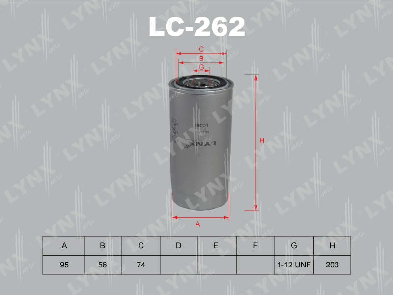 ФИЛЬТРЫ Фильтр очистки масла LYNX LC-262 / C-219