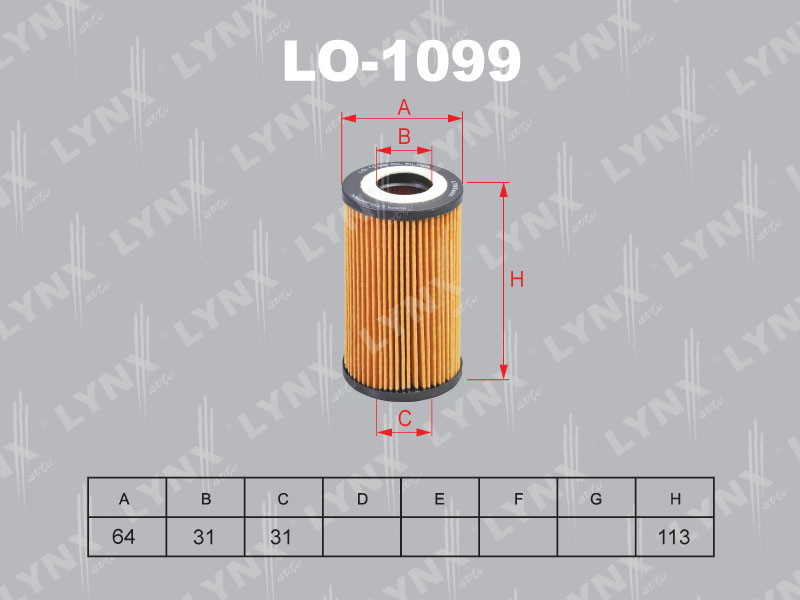 ФИЛЬТРЫ Фильтр очистки масла LYNX LO-1099 / HU719/5x
