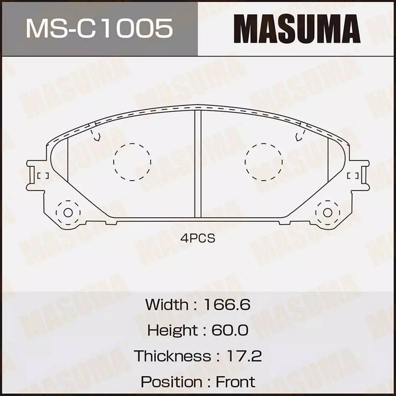 Колодки Колодки тормозные дисковые MASUMA MS-C1005