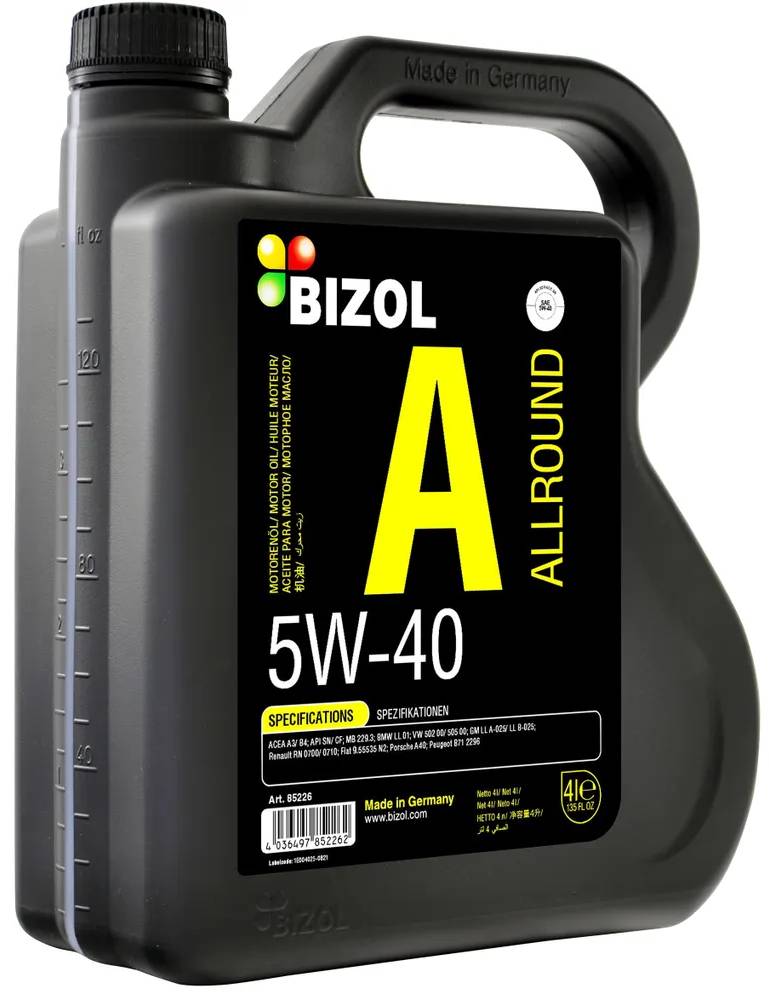 АВТОМАСЛА Моторное масло синтетическое BIZOL Allround 5W-40 4л