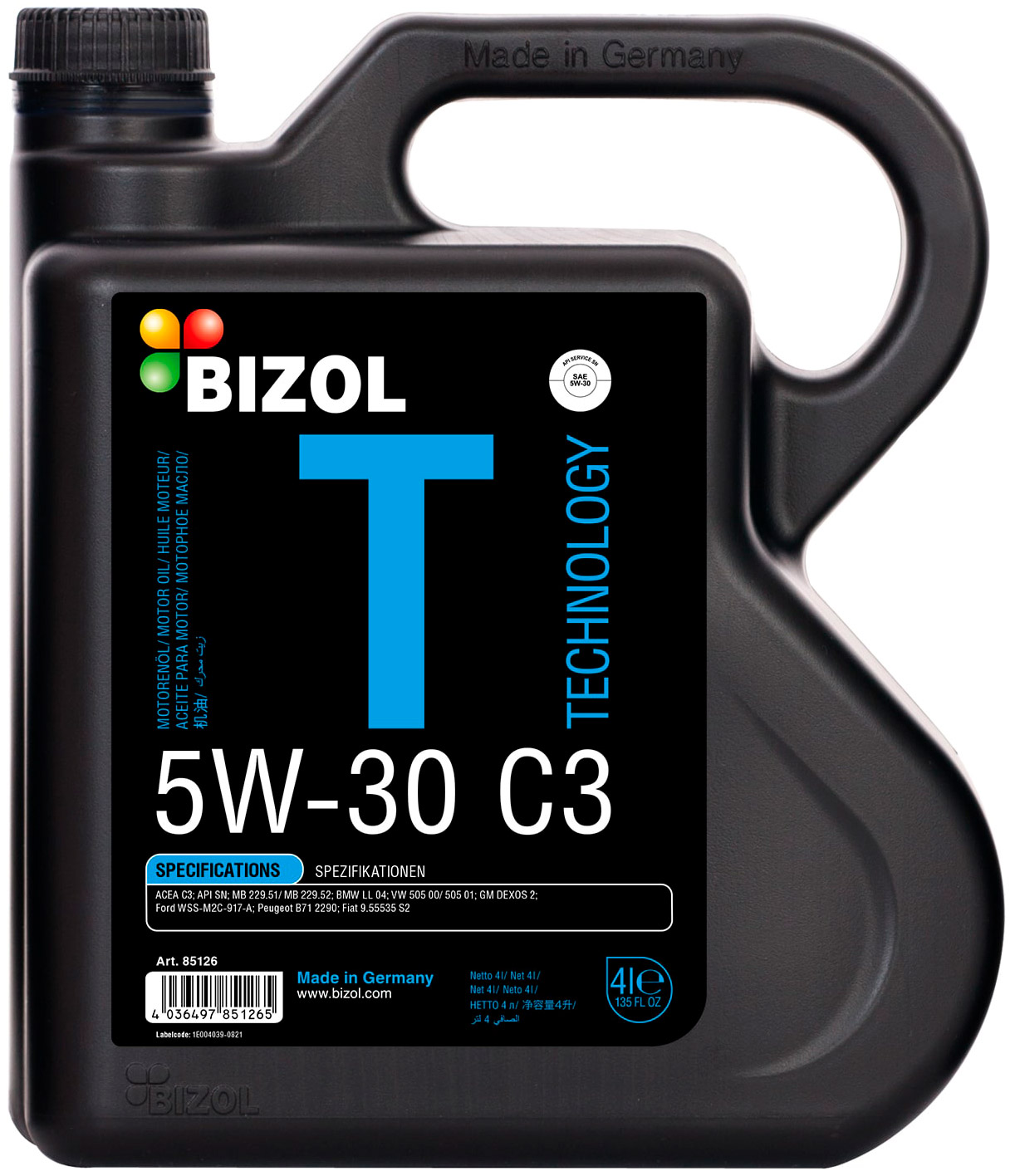 АВТОМАСЛА Моторное масло синтетическое BIZOL Technology C3 5W-30 4л