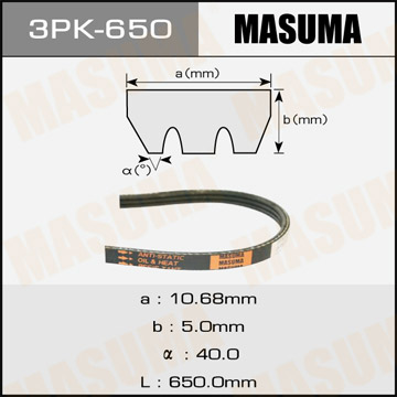 ЗАПЧАСТИ Ремень поликлиновый MASUMA 3PK-650