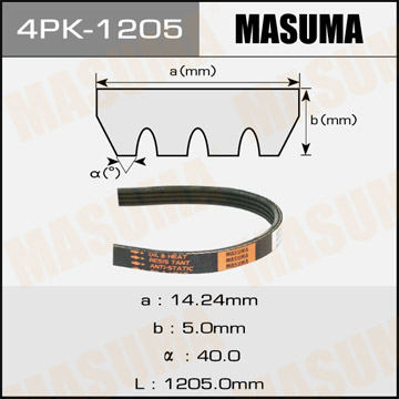 ЗАПЧАСТИ Ремень ручейковый Masuma 4PK-1205