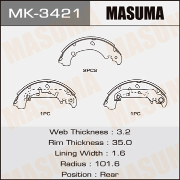 Колодки Колодки барабанные Masuma MK-3421