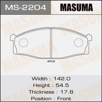 Колодки Колодки тормозные дисковые MASUMA MS-2204