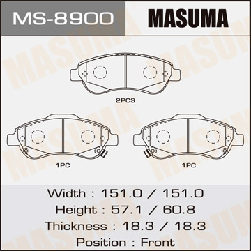 Колодки Колодки тормозные дисковые MASUMA MS-8900