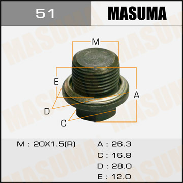 ЗАПЧАСТИ Болт маслосливной Masuma 51