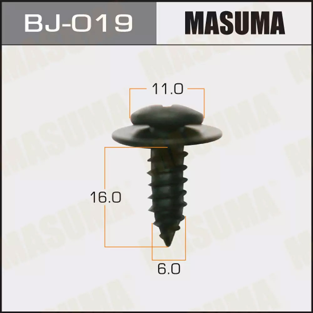 Клипсы Саморез MASUMA 6x16мм, набор 10шт, BJ-019