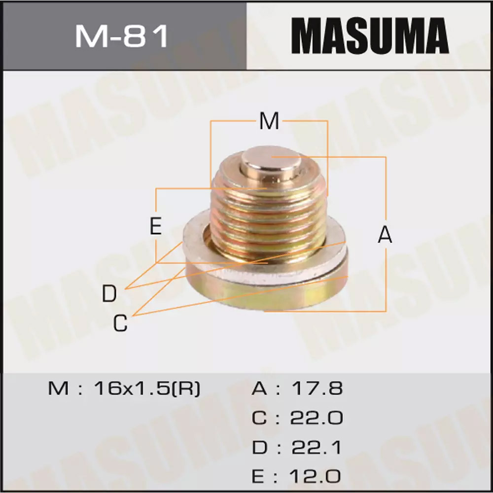 ЗАПЧАСТИ Болт маслосливной MASUMA M-81