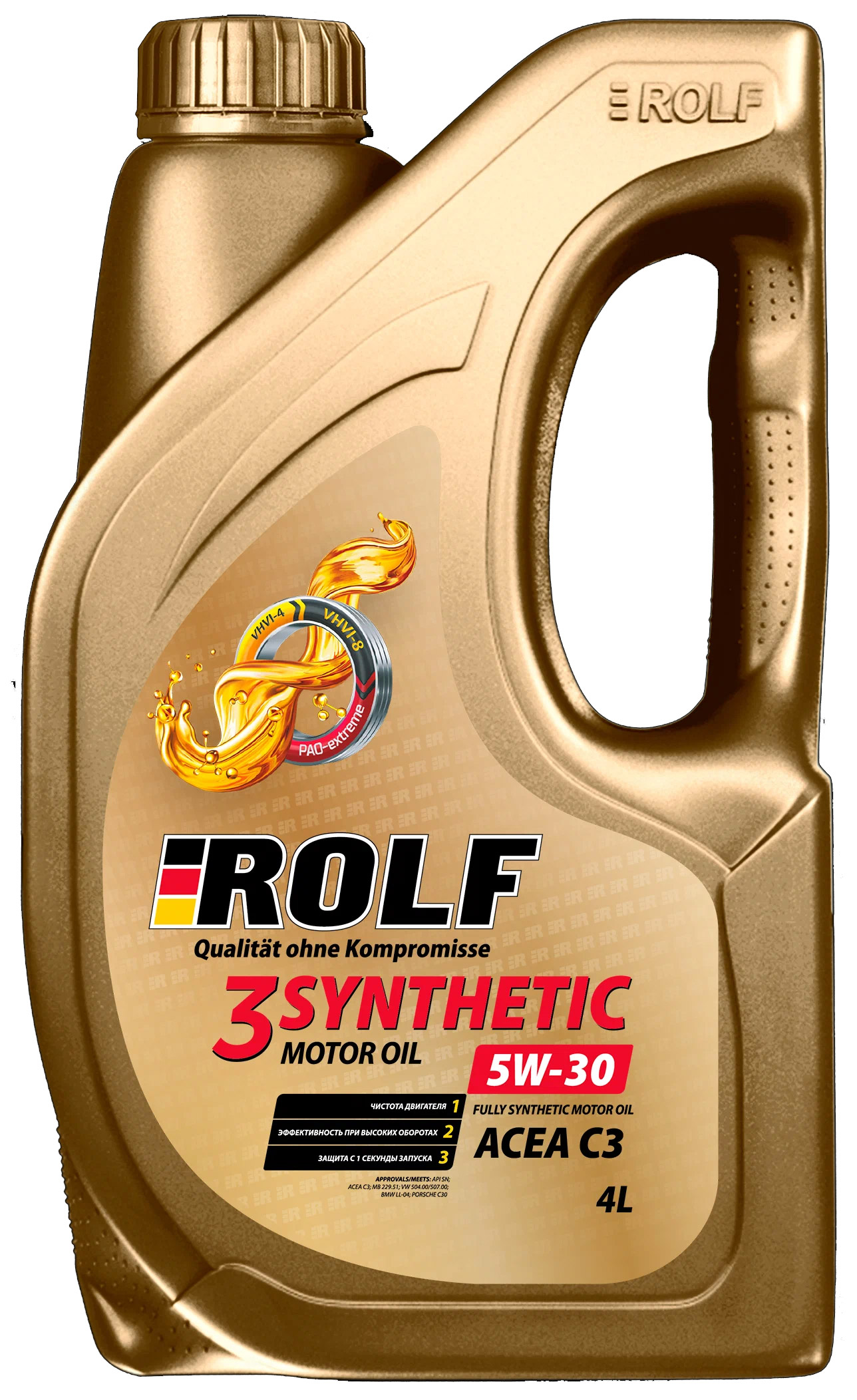 АВТОМАСЛА Моторное масло ROLF 3-SYNTHETIC 5W-30 С3 синтетическое 4л