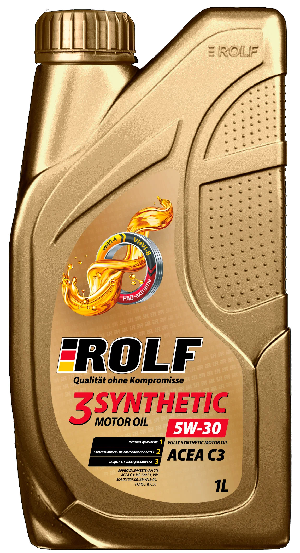 АВТОМАСЛА Моторное масло ROLF 3-SYNTHETIC 5W-30, ACEA С3 Синтетическое 1л