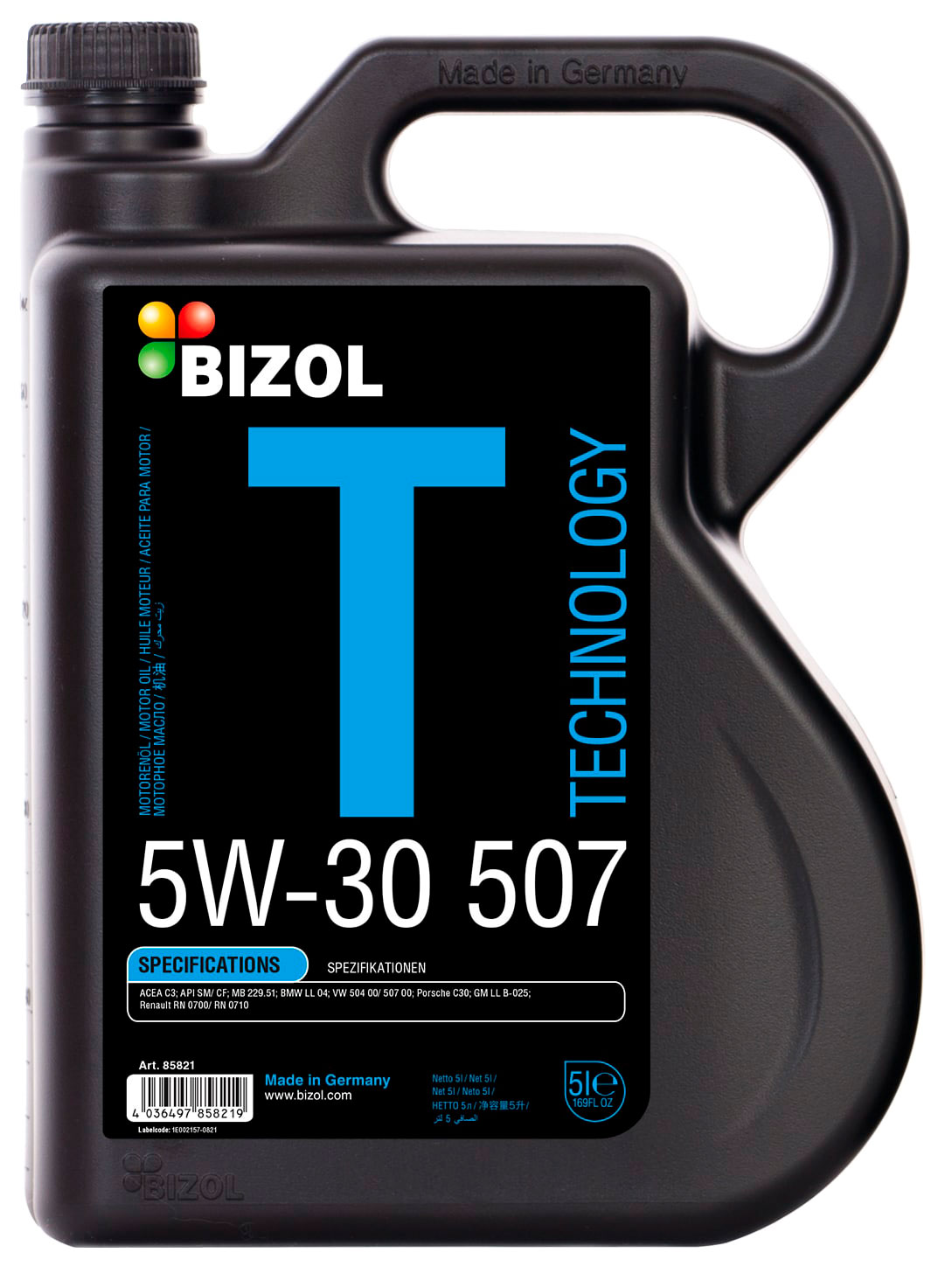 АВТОМАСЛА НС-синтетическое моторное масло BIZOL Technology 5W-30 507 SM C3 (5л)