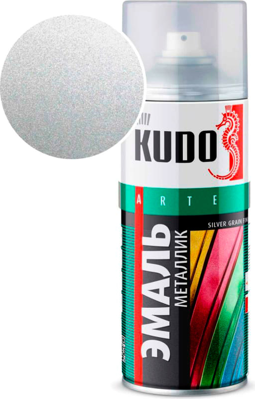 Аксессуары Аэрозольная краска в баллончике KUDO высокопрочная алкидная универсальная серебро 520 мл. KU-1026