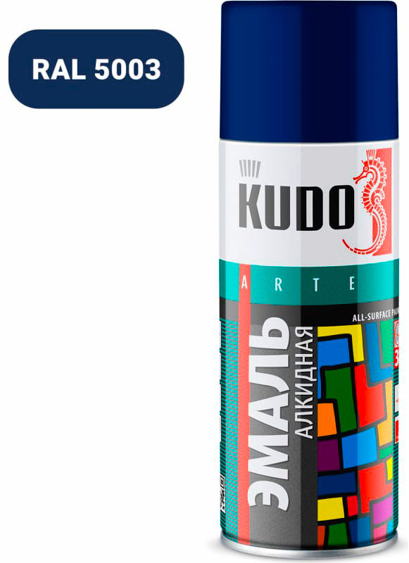 Аксессуары Аэрозольная краска в баллончике KUDO высокопрочная алкидная универсальная темно-синяя 520 мл. KU-10113