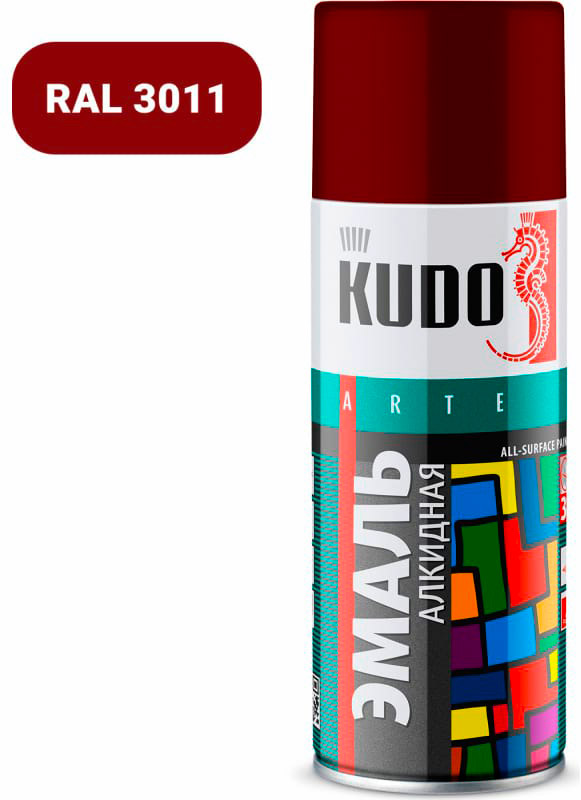 Аксессуары Аэрозольная краска в баллончике KUDO высокопрочная алкидная универсальная вишня 520 мл. KU-1004