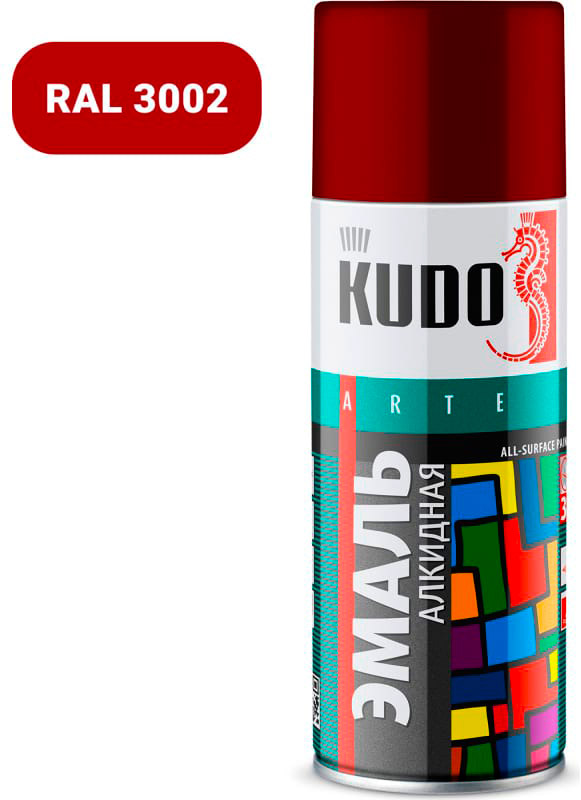 Аксессуары Аэрозольная краска в баллончике KUDO высокопрочная алкидная универсальная темно-красная 520 мл. KU-10042