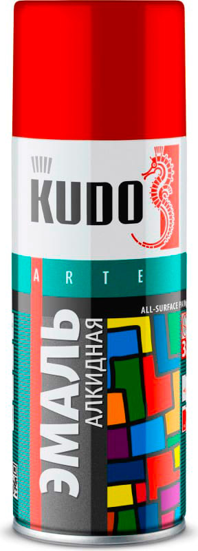 Аксессуары Аэрозольная краска в баллончике KUDO высокопрочная алкидная универсальная красная 520 мл. KU-1003