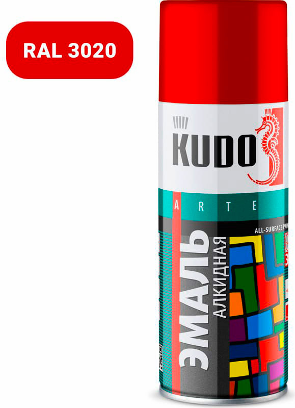 Аксессуары Аэрозольная краска в баллончике KUDO высокопрочная алкидная универсальная красная 520 мл. KU-1003