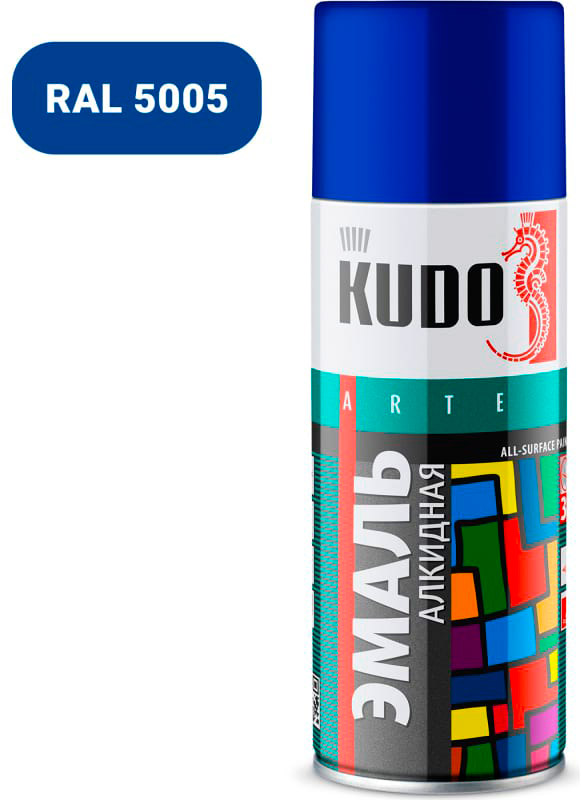 Аксессуары Аэрозольная краска в баллончике KUDO высокопрочная алкидная универсальная синяя 520 мл. KU-1011