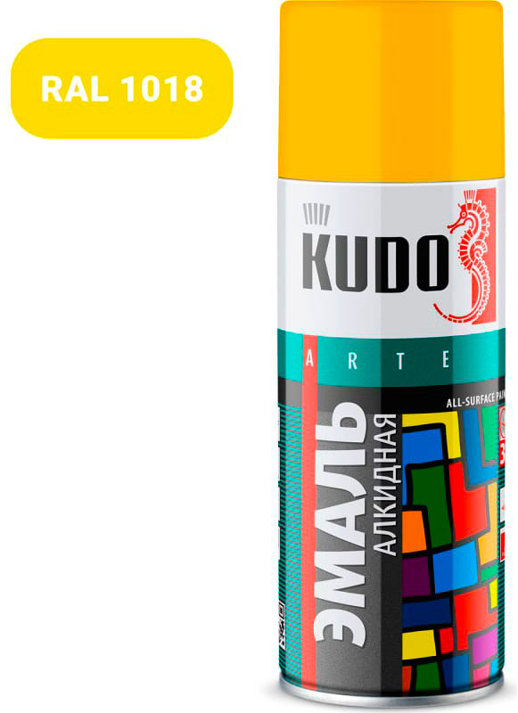 Аксессуары Аэрозольная краска в баллончике KUDO высокопрочная алкидная универсальная желтая 520 мл. KU-1013