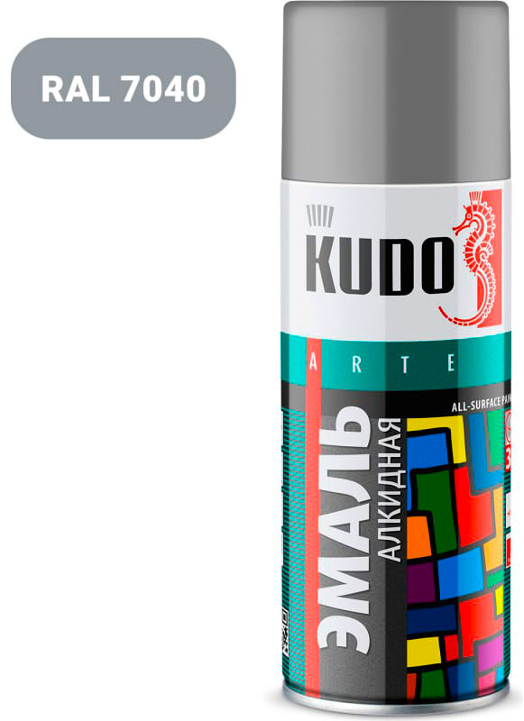Аксессуары Аэрозольная краска в баллончике KUDO высокопрочная алкидная универсальная серая 520 мл. KU-1018