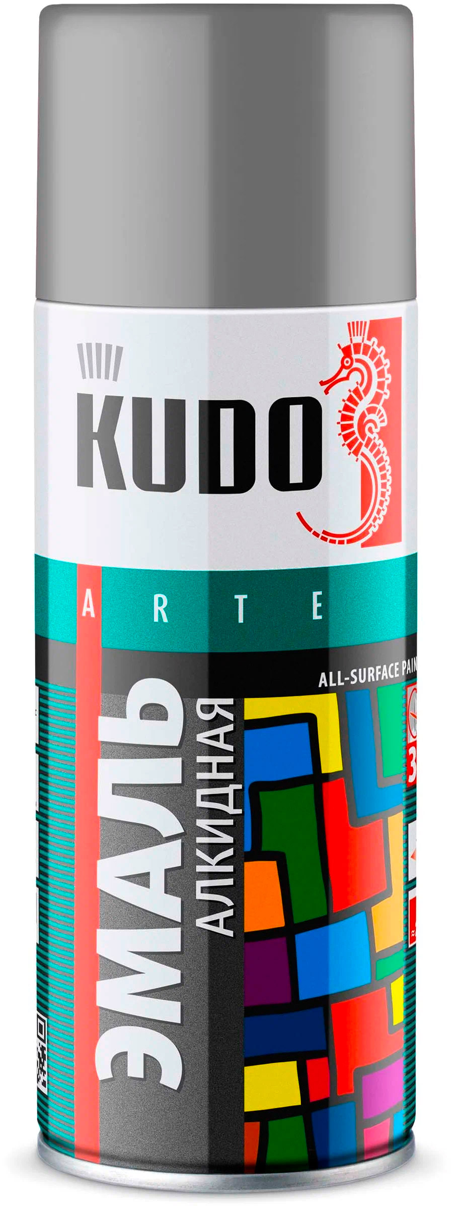 Аксессуары Аэрозольная краска в баллончике KUDO высокопрочная алкидная универсальная серая 520 мл. KU-1018