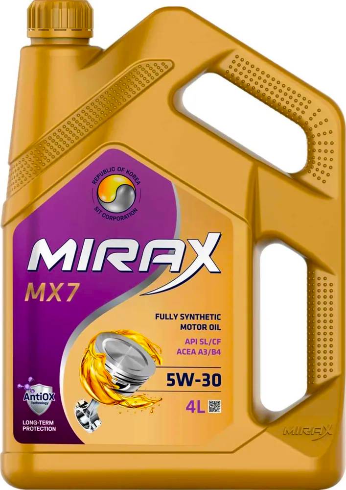 АВТОМАСЛА Моторное масло MIRAX MX7 5W30 A3/B4 SL/CF синтетика 4л