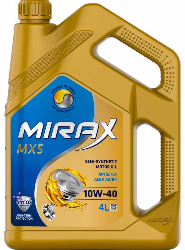 АВТОМАСЛА Моторное масло MIRAX MX5 10W40 A3/B4 SL/CF полусинтетика 4л