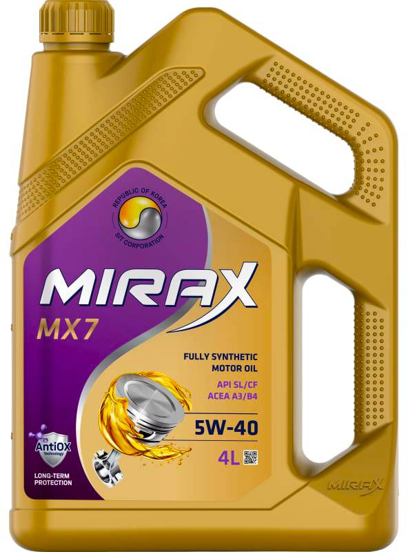 АВТОМАСЛА Моторное масло MIRAX MX7 5W40 A3/B4 SL/CF синтетика 4л