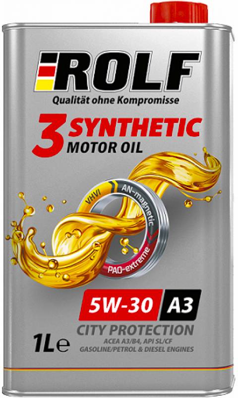 АВТОМАСЛА Моторное масло синтетическое ROLF 3-Synthetic 5W-30 A3/В4 1л.
