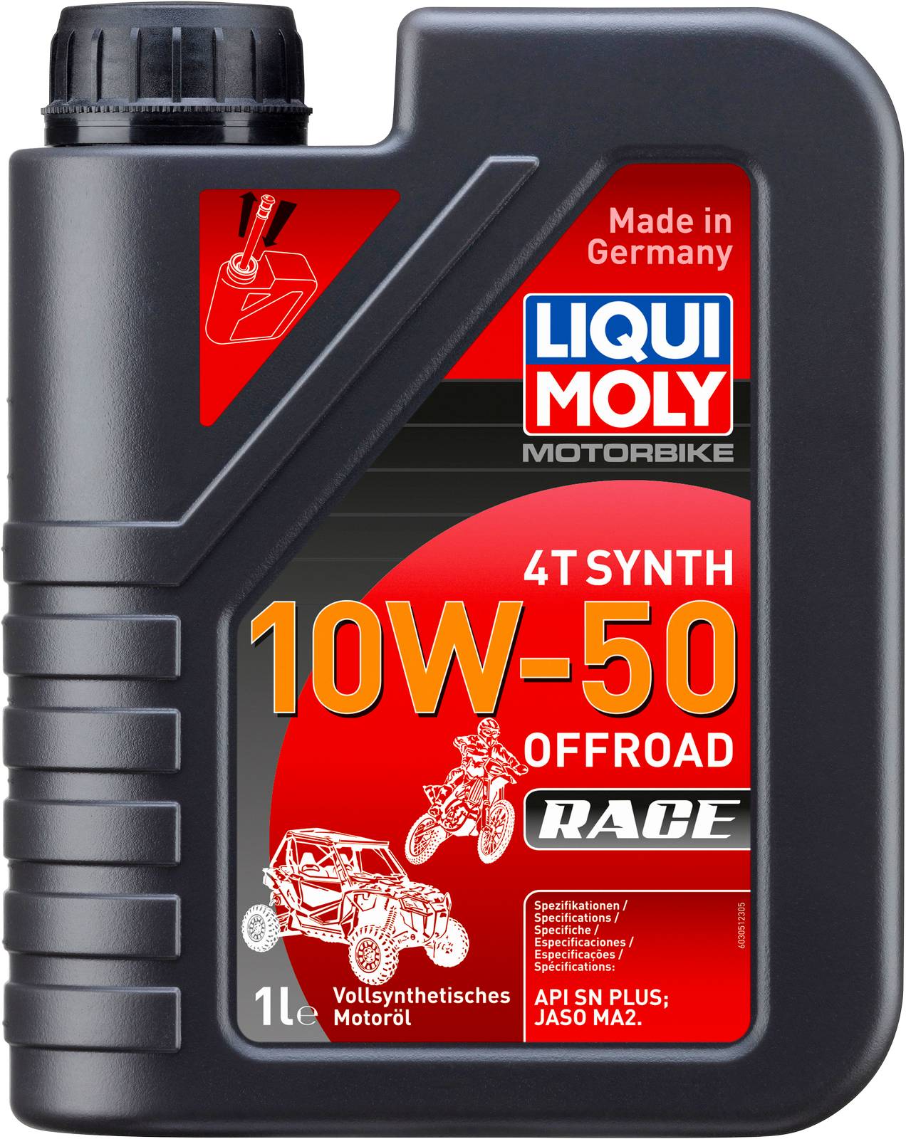 АВТОМАСЛА Синтетическое моторное масло для 4-тактных мотоциклов Liqui Moly Motorbike 4T Synth Offroad Race 10W-50 1л