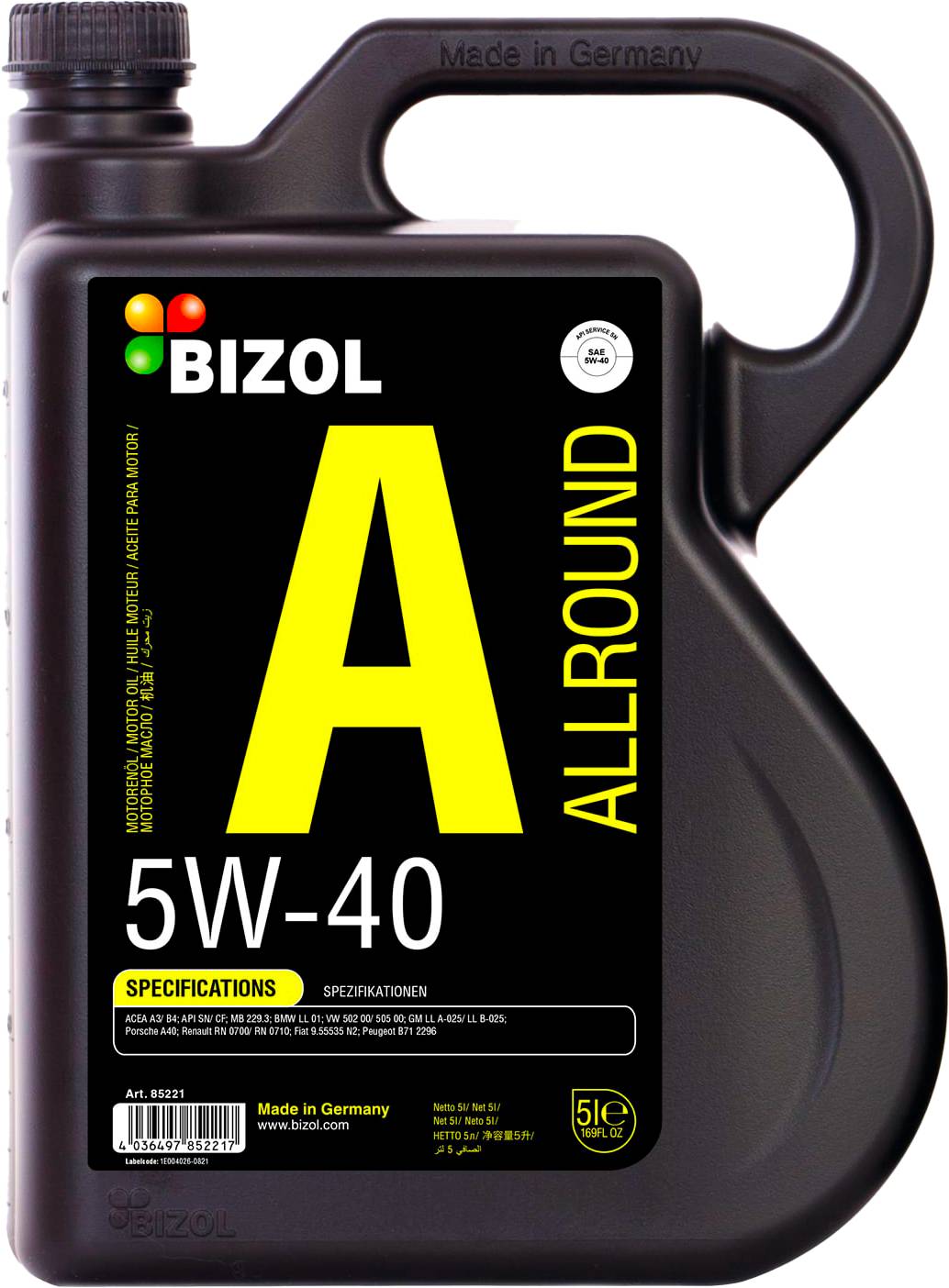 АВТОМАСЛА Моторное масло BIZOL Allround 5W-40 (5л по цене 4л)