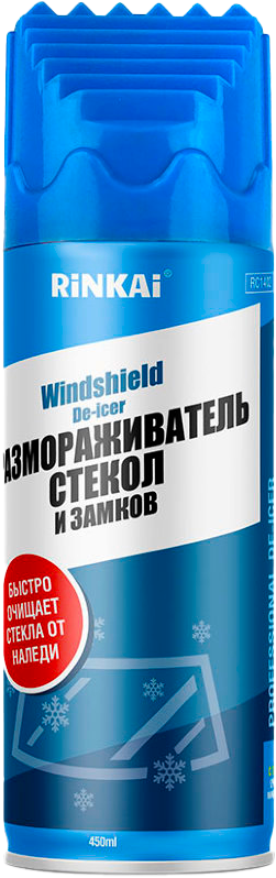 Присадки / Автохимия Размораживатель стёкол и замков Rinkai Windshield De-Icer, аэрозоль 450мл, арт. RC1402
