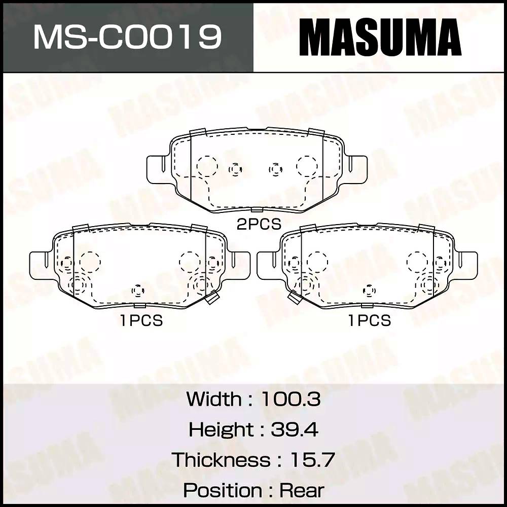 ЗАПЧАСТИ Колодки тормозные дисковые MASUMA MS-C0019