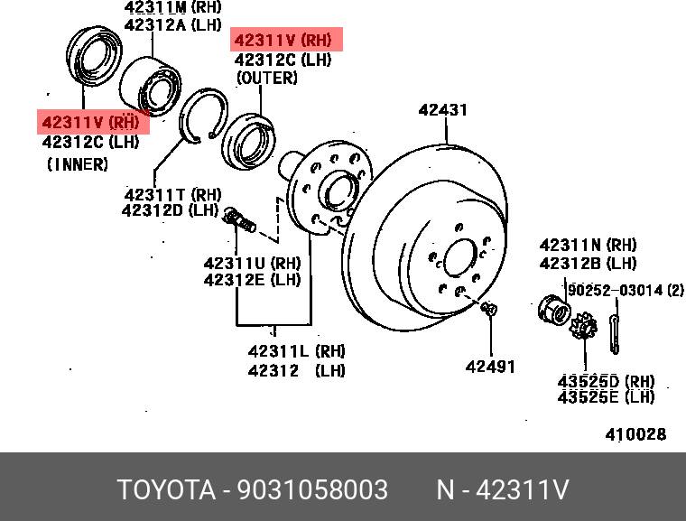 ЗАПЧАСТИ Сальник ступицы колеса Toyota 90310-58003