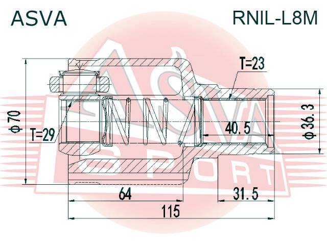 ЗАПЧАСТИ Шрус внутренний ASVA RNIL-L8M