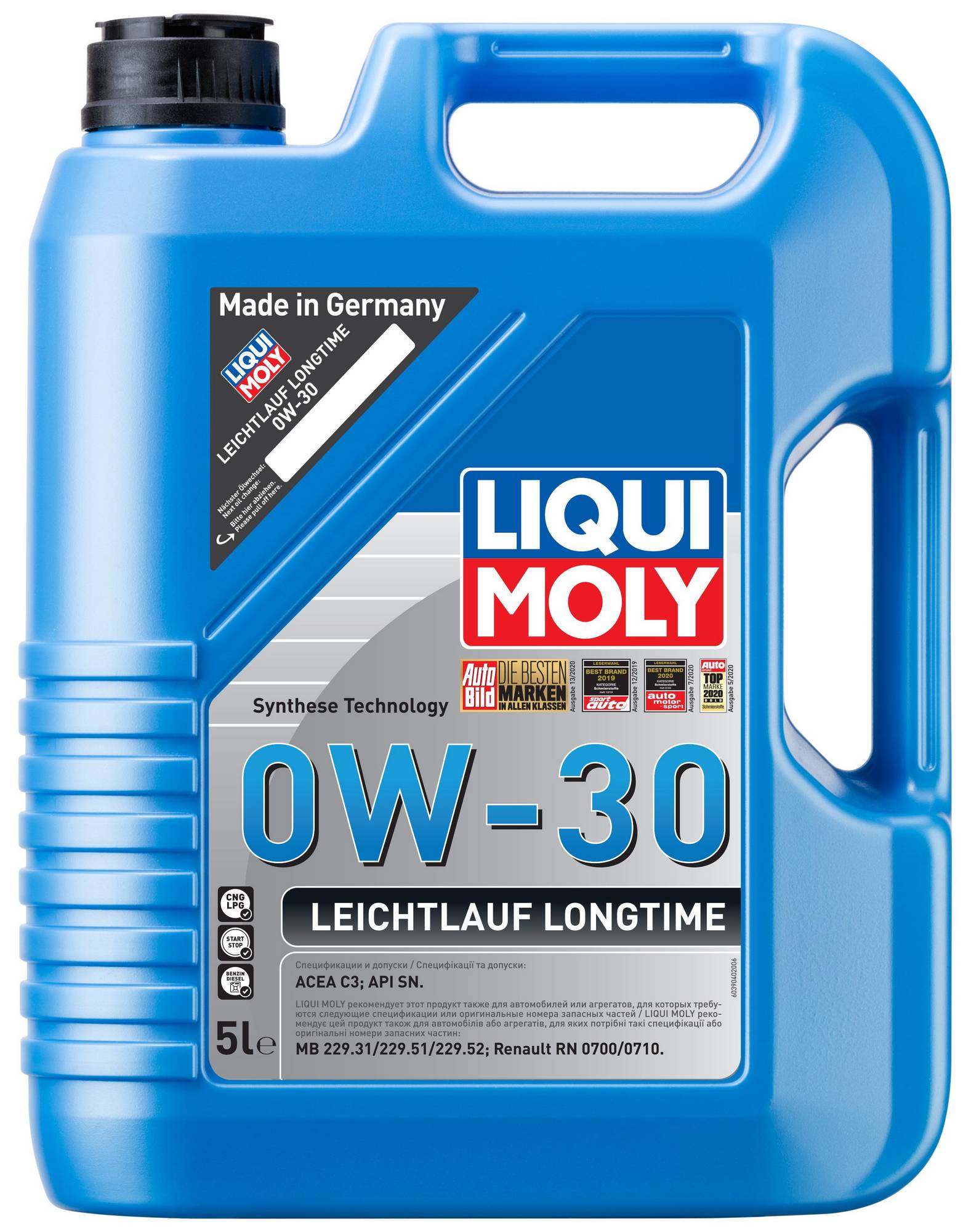АВТОМАСЛА Масло моторное 39040 Liqui Moly Leichtlauf Longtime 0W-30 C3 5л